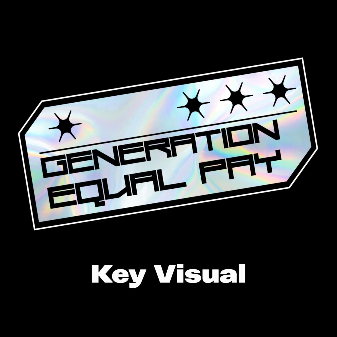 Grafik mit Schriftzug „Key Visual” und dem Schriftzug „Generation Equal Pay”